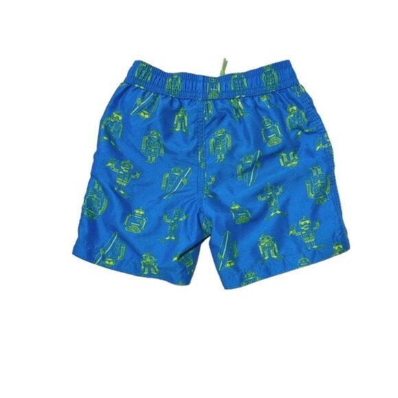 Joe Fresh Toddler Boys Robot Print Swim Shorts Blue - Picture 3 of 3